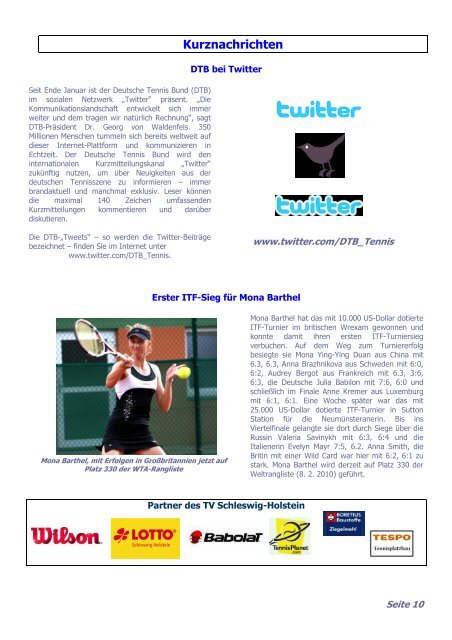 TENNIS live online - Tennisverband Schleswig-Holstein