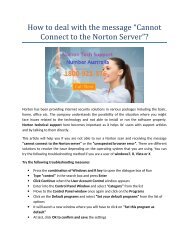 How to deal with the message “Cannot Connect to the Norton Server”