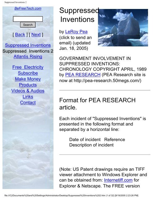 Suppressed Inventions 2 So You Think We Have An Energy Problem Suppressed Inventions 2 So You Think We Have An Energy Problem