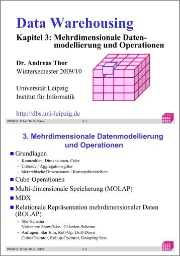 Mehrdimensionale Modellierung und Operationen - Universität Leipzig