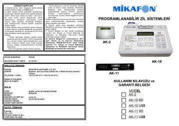 PROGRAMLANABİLİR ZİL SİSTEMLERİ - Mikafon Elektronik, Ses ...