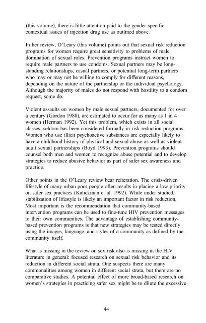 The Context of HIV Risk Among Drug Users and Their Sexual Partners