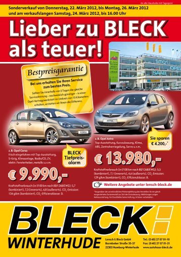Sie sparen € 4.200,-* BLECK Tiefpreis - Autohaus Lensch & Bleck
