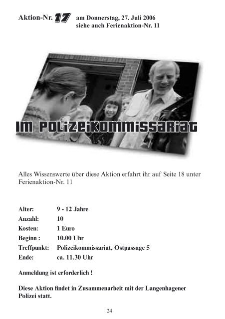 7. bis 11. August (in den Sommerferien) - Jugendpflege Langenhagen