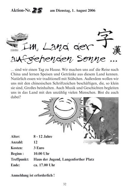 7. bis 11. August (in den Sommerferien) - Jugendpflege Langenhagen