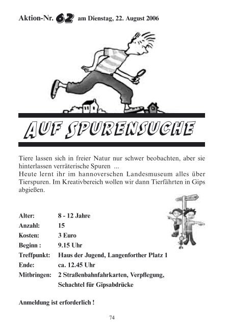 7. bis 11. August (in den Sommerferien) - Jugendpflege Langenhagen