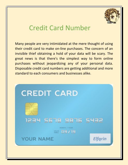 Get Credit Card Number Free - Elfqrin