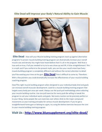  Elite Dead will Improve your Body’s Natural Ability to Gain Muscle 