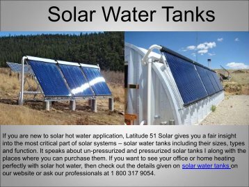 Quality Solar Water Tanks