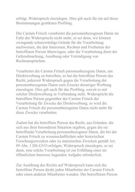 Datenschutzerklärung Carsten Fritsch