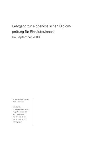 Lehrgang zur eidgenössischen Diplom- prüfung für ... - Marketing.ch