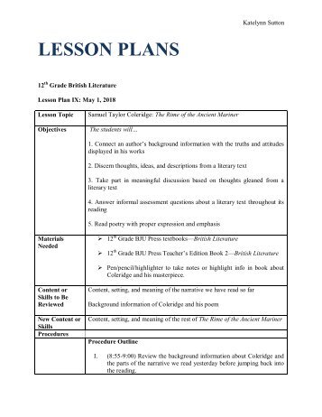 25 The Rime of the Ancient Mariner Part 2- Lesson Plan PDF