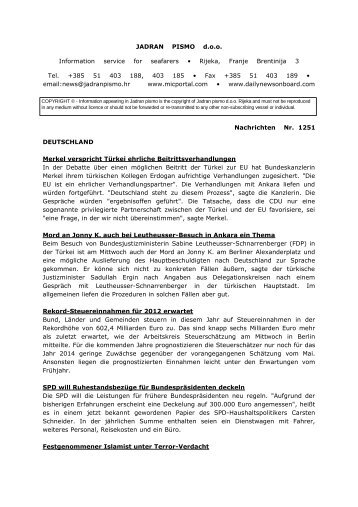 JADRAN PISMO d.o.o. Information service for seafarers • Rijeka ...