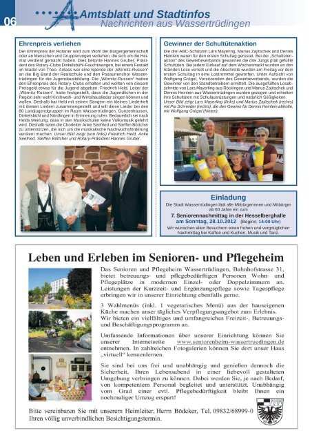 Amtsblatt und Stadtinfos Nachrichten aus Wassertrüdingen