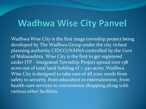 Wadhawa Wise City