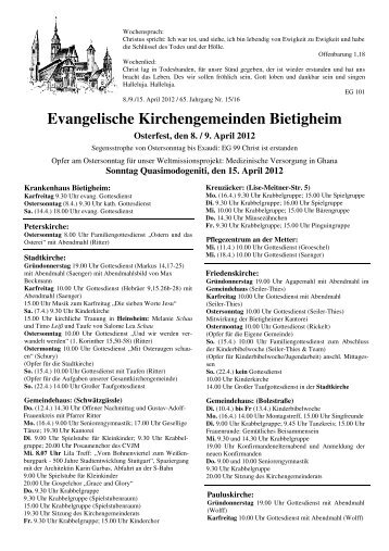 Evangelische Kirchengemeinden Bietigheim - Ev. Kirchengemeinde ...