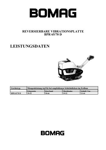 reversierbare vibrationsplatte bpr 65/70 d leistungsdaten - Bomag