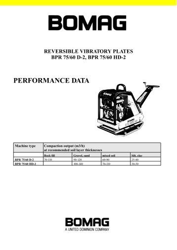 performance data reversible vibratory plates bpr 75/60 d-2 ... - Bomag