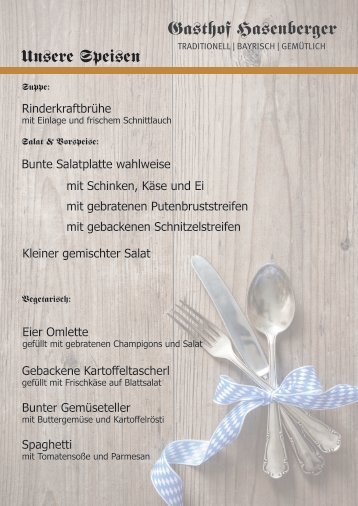 Gasthof Hasenberger - Speisekarte
