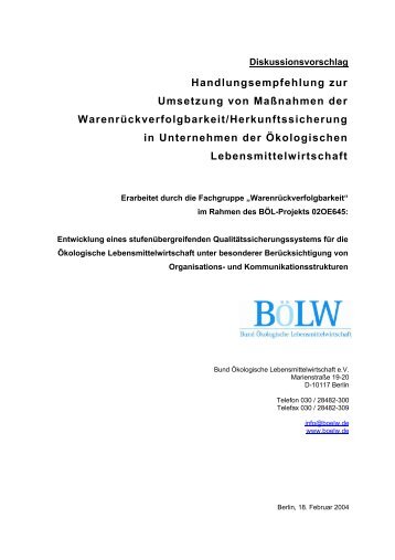 Handlungsempfehlung zur Umsetzung von Maßnahmen der ...