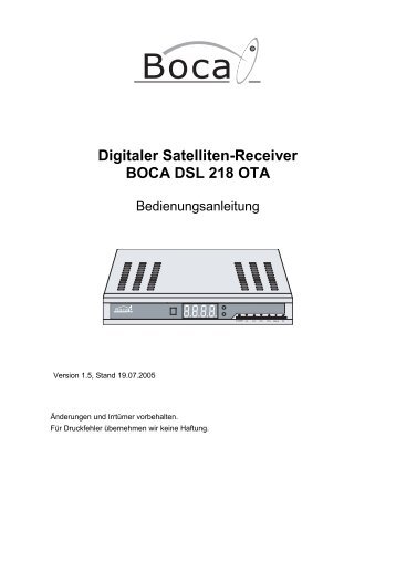 Digitaler Satelliten-Receiver BOCA DSL 218 OTA
