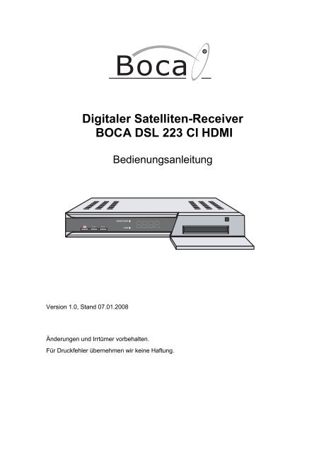 Digitaler Satelliten-Receiver BOCA DSL 223 CI HDMI