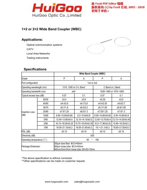 optical WBC optic couplers dual window coupler optical couplers fiber optic coupler