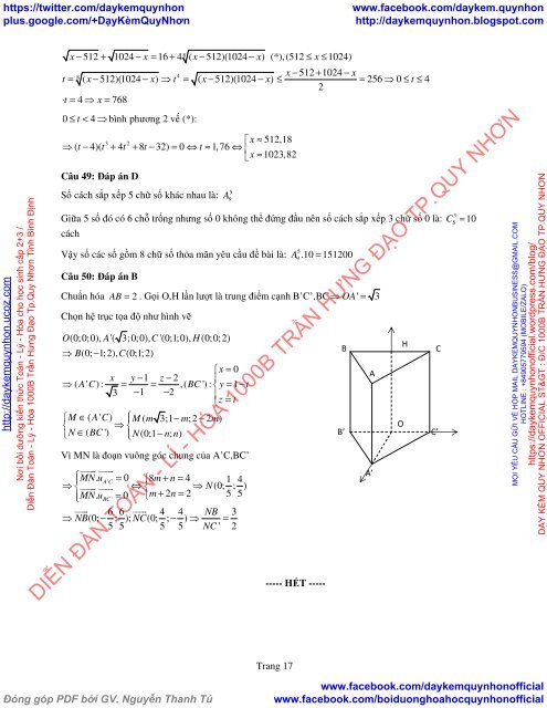 Bộ đề thi thử THPT QG 2018 Các môn TOÁN - LÍ - HÓA Các trường THPT Cả nước CÓ HƯỚNG DẪN GIẢI (Lần 29) [DC28052018]