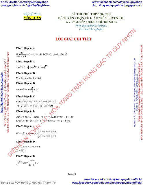 Bộ đề thi thử THPT QG 2018 Các môn TOÁN - LÍ - HÓA Các trường THPT Cả nước CÓ HƯỚNG DẪN GIẢI (Lần 29) [DC28052018]