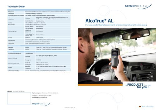 AlcoTrue® AL Professionelle Wegfahrsperre mit ... - Bluepoint Medical