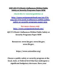 UOP AJS 574 Week 4 Influences Within Public Safety or Security Programs Paper NEW