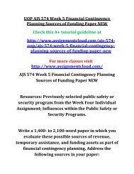 UOP AJS 574 Week 5 Financial Contingency Planning Sources of Funding Paper NEW