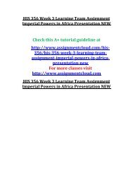 HIS 356 Week 3 Learning Team Assignment Imperial Powers in Africa Presentation NEW