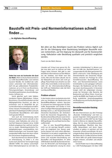 Baustoffe mit Preis- und Normeninformationen schnell finden ...