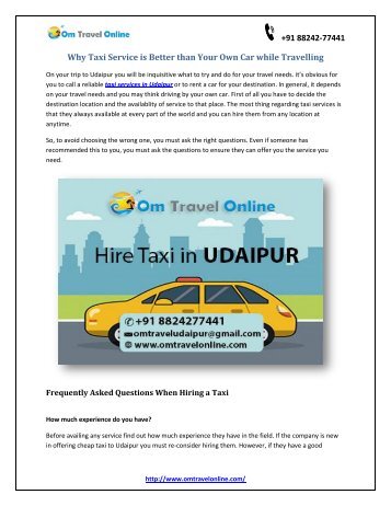 Why Taxi Service is Better than Your Own Car while Travelling