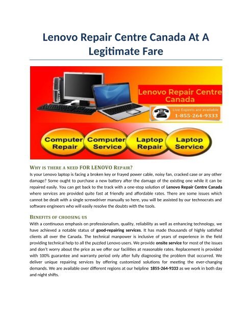 Lenovo Repair Centre Canada At A Legitimate Fare