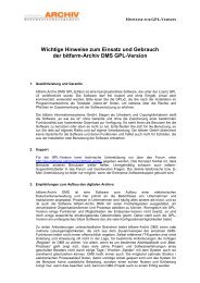 Wichtige Hinweise zum Einsatz und Gebrauch der bitfarm-Archiv ...