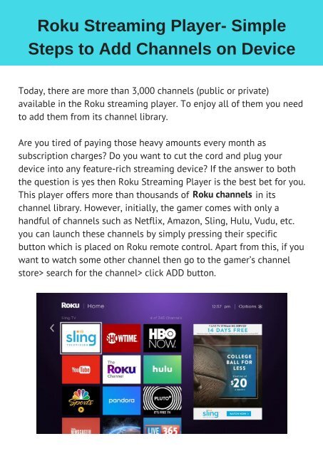 Steps to Add Channels on Roku Streaming Device