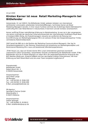 Kirsten Karner ist neue Retail Marketing-Managerin bei BitDefender