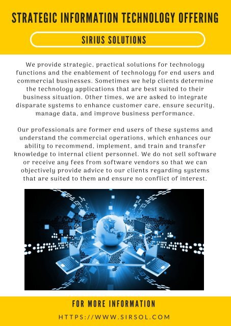 Strategic Information Technology Offering at Sirius Solutions