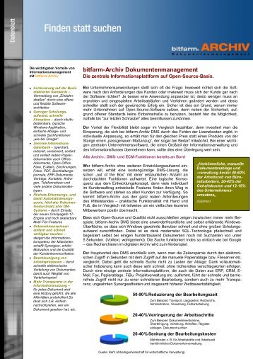 Produktdatenblatt - bitfarm-Archiv Dokumentenmanagement