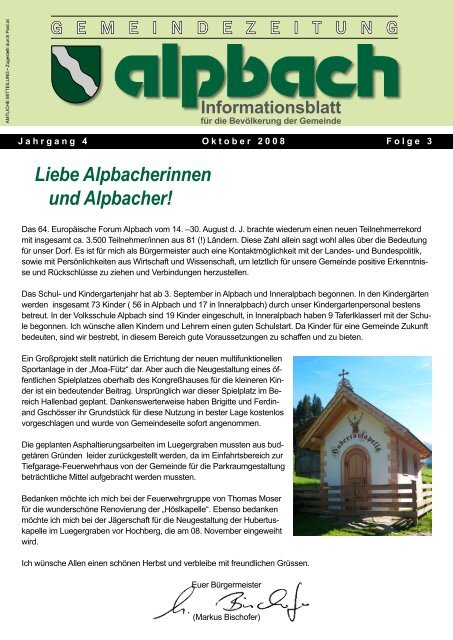 Informationsblatt - Alpbach - Land Tirol