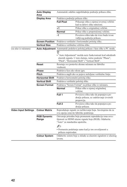 Sony KDL-46HX800 - KDL-46HX800 Mode d'emploi Serbe