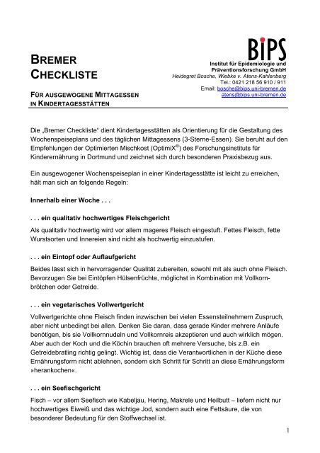 Bremer Checkliste mit Text 2011 - BIPS