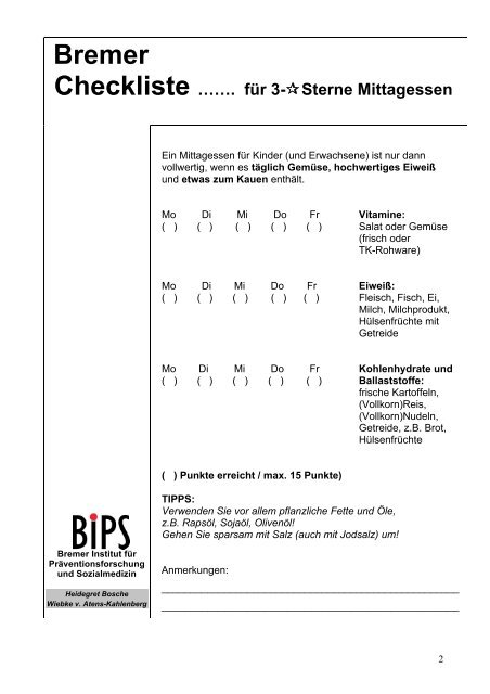 Bremer Checkliste mit Text 2011 - BIPS