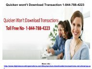 Quicken wont’t Download Transaction 1-844-788-4223
