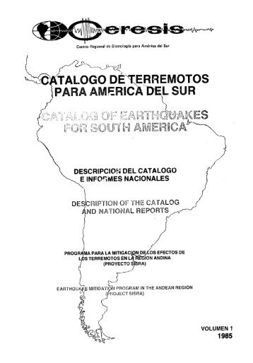 catalogo de terremotos para america del sur catalog of earthquakes ...