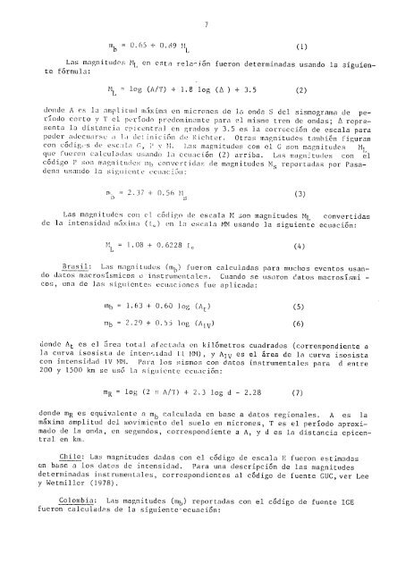 catalogo de terremotos para america del sur catalog of earthquakes ...