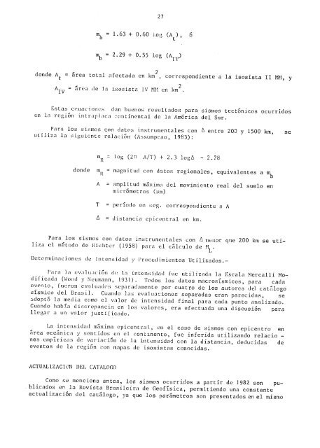 catalogo de terremotos para america del sur catalog of earthquakes ...