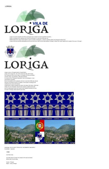 Extratos da obra do historiador António Conde sobre a história de Loriga - Excerpts of the work of the historian António Conde about the history of Loriga
